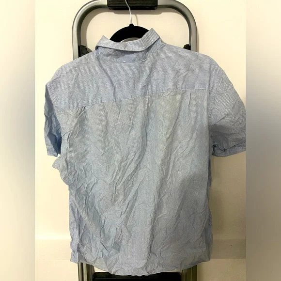 Banana Republic Striped Blue Short Sleeved Shirt - Picture 2 of 3
